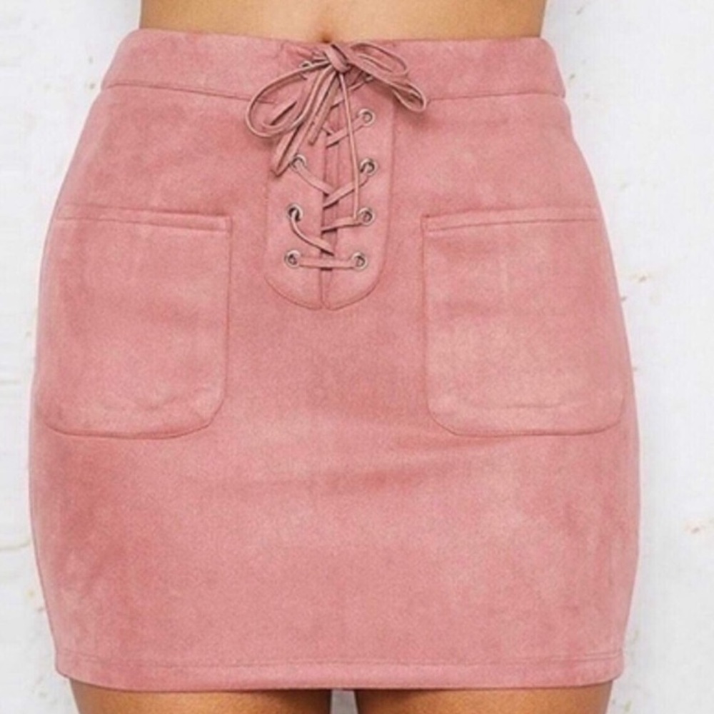 Suede Pink mini skirt (will be dry cleaned)